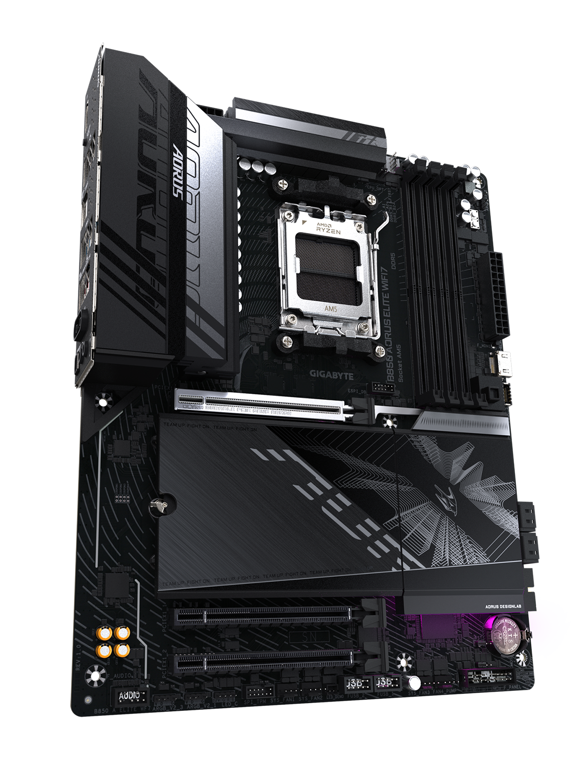 Gigabyte B850 AORUS Elite WiFi7 installed motherboard reference
